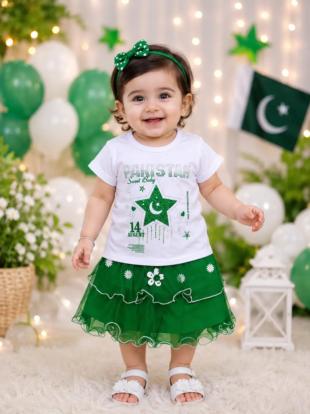 14 August Girls Fancy Embroidered 2-Piece Shirt & Trouser Set