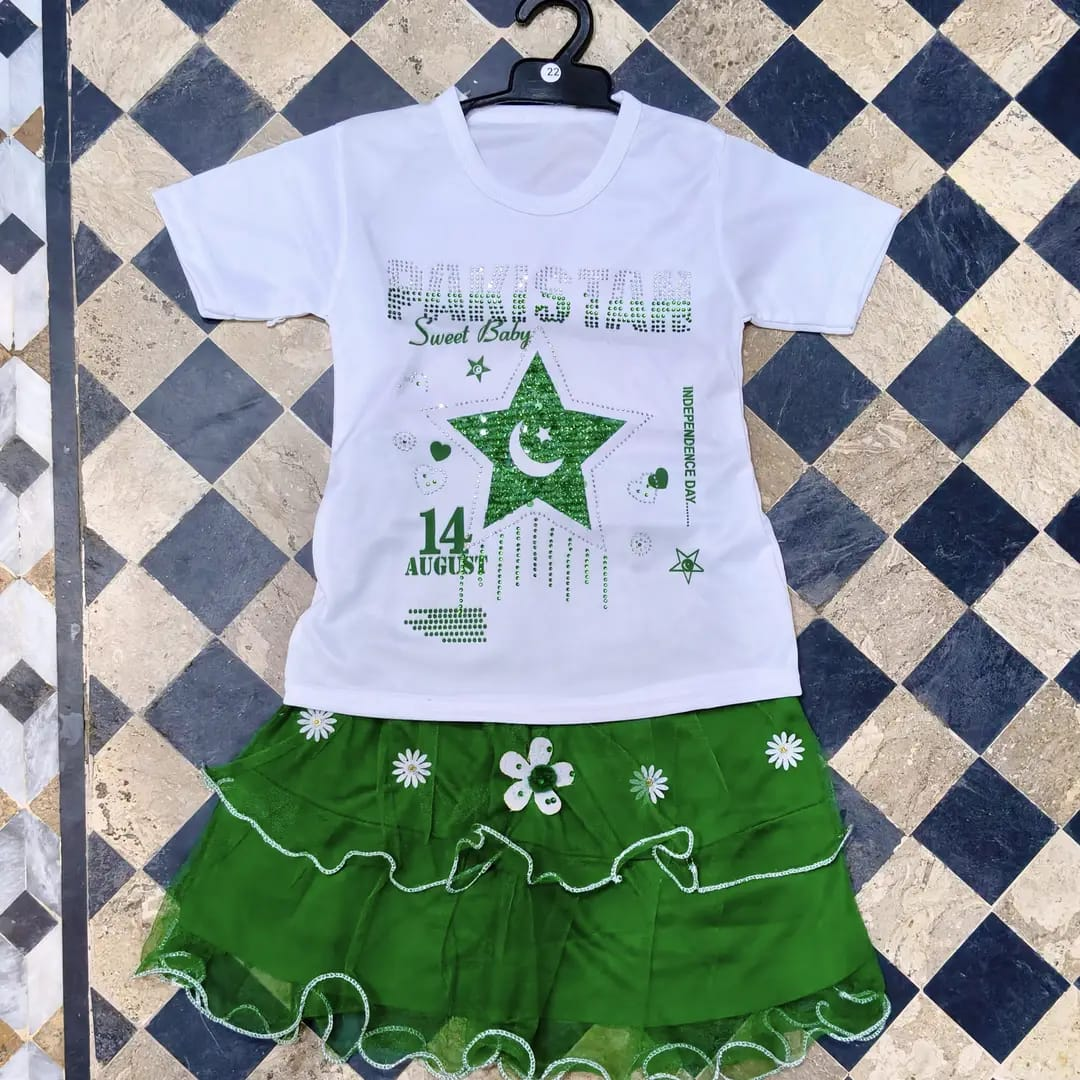 14 August Girls Fancy Embroidered 2-Piece Shirt & Trouser Set